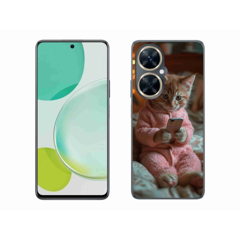 Gelový kryt mmCase na Huawei Nova 11i - kotě s mobilem
