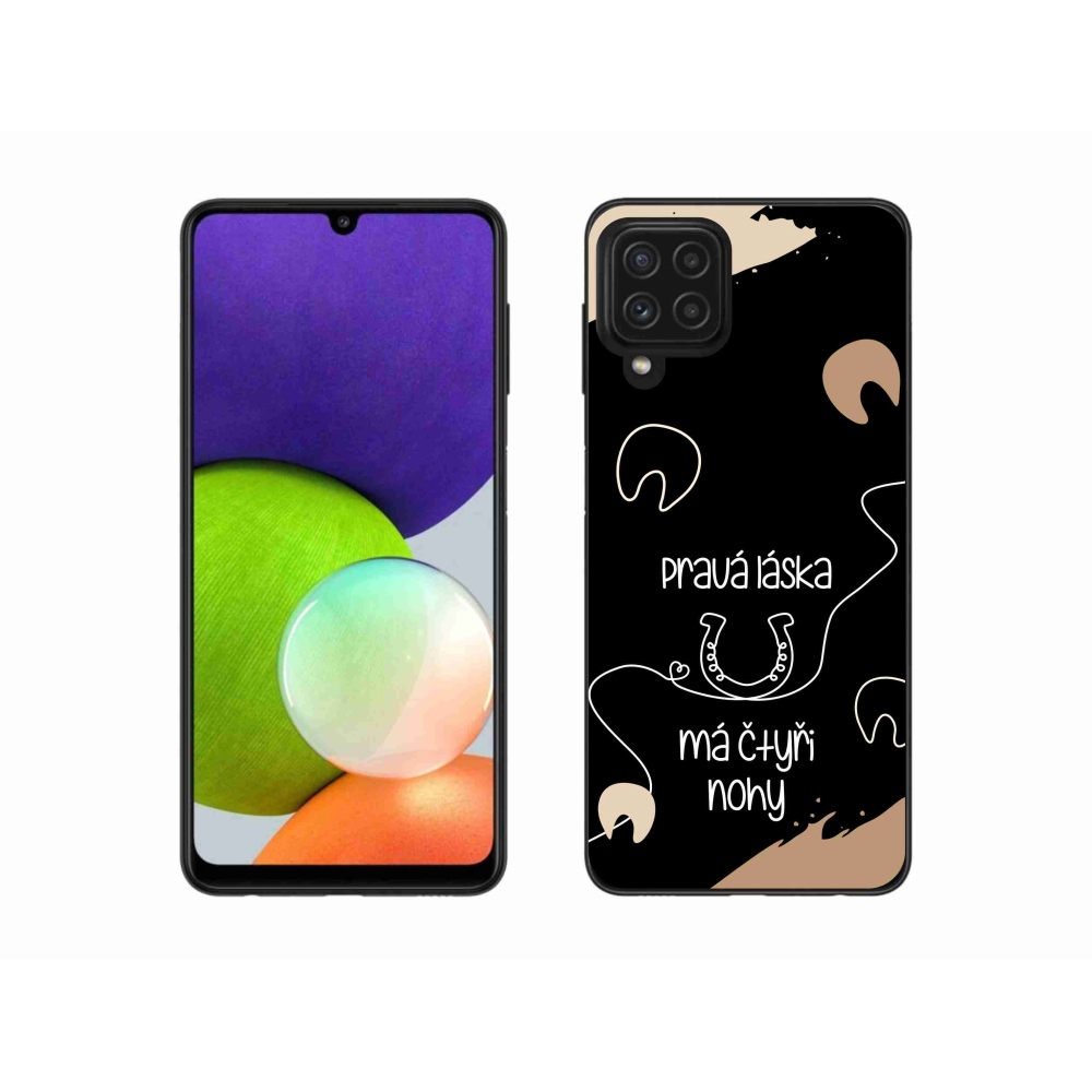 Gelový kryt mmCase na Samsung Galaxy A22 4G - koňský motiv černé pozadí