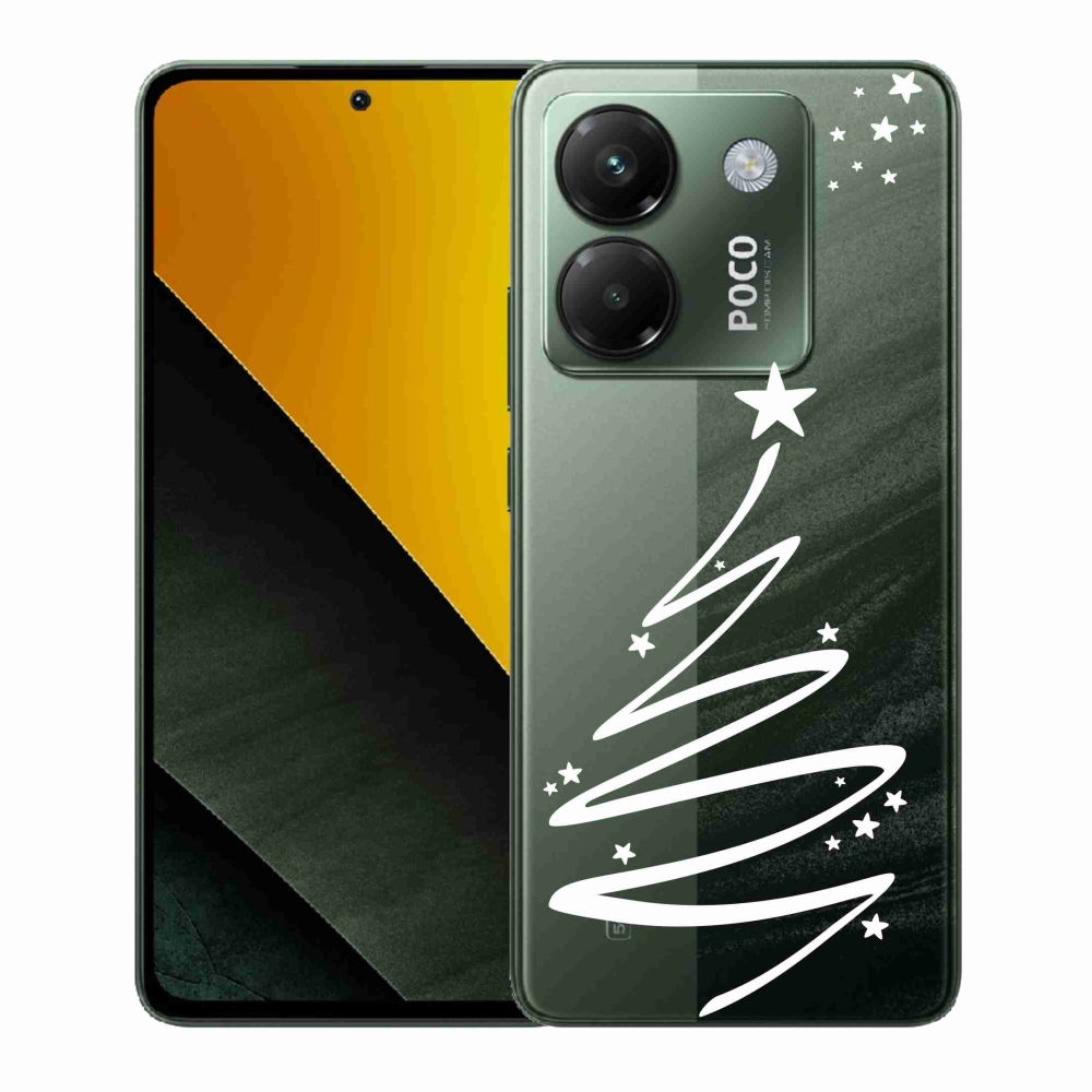 Gelový kryt mmCase na Xiaomi Poco M7 Pro 5G - bílý stromeček na průhledném pozadí