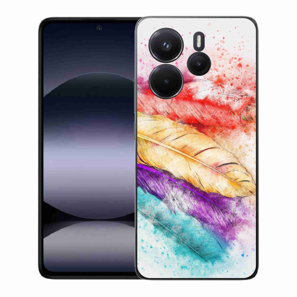 Gelový kryt mmCase na Xiaomi Redmi Note 14 - barevné peří