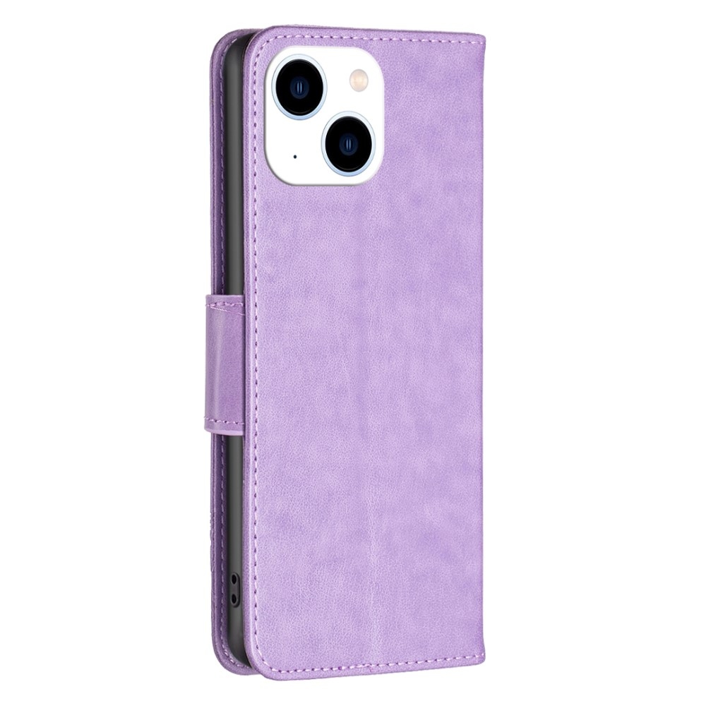 Butterfly knížkové pouzdro na iPhone 15 - fialové