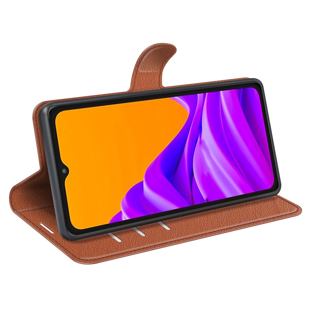 Litchi knížkové pouzdro na Samsung Galaxy Xcover 7 Pro - hnědé