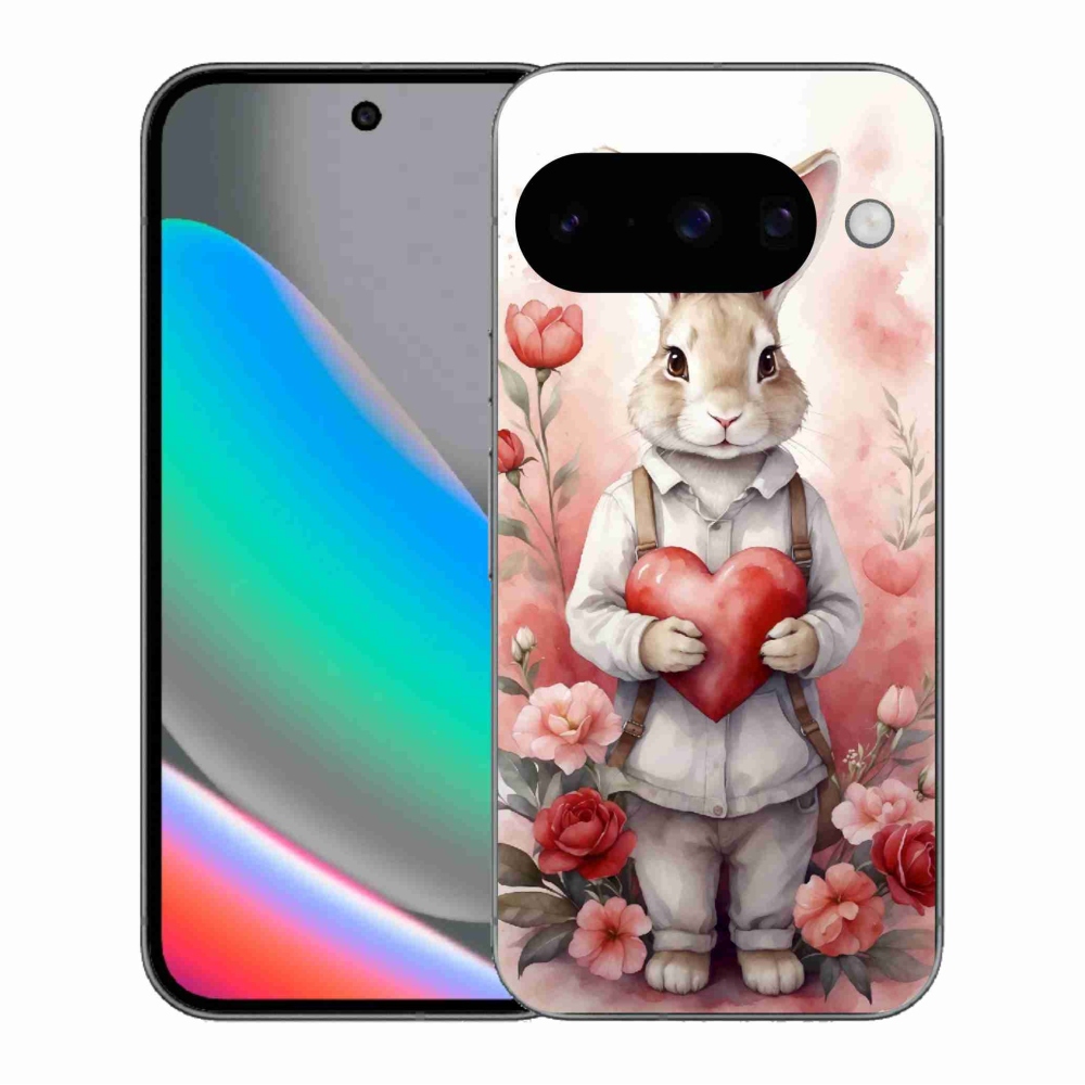 Gelový kryt mmCase na Google Pixel 10 - zajíc se srdíčkem