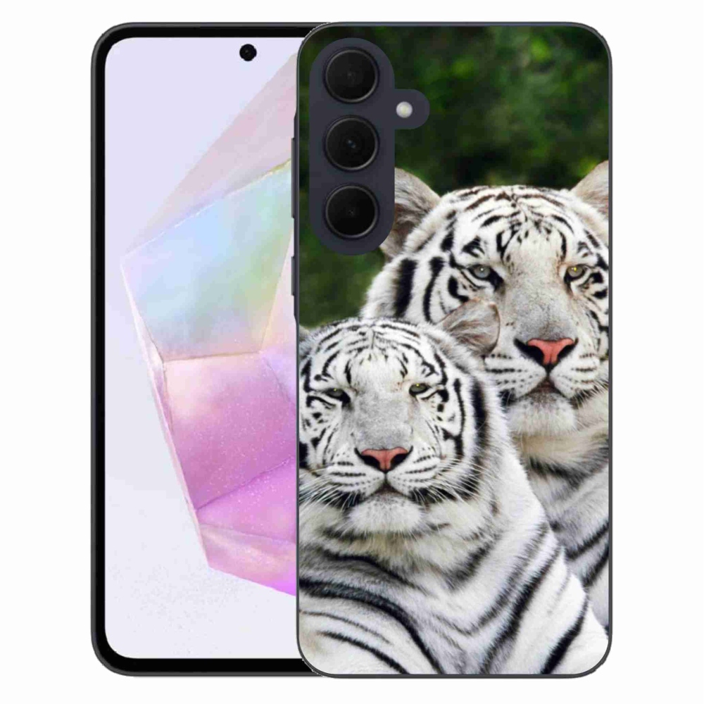 Gelový obal mmCase na Samsung Galaxy A35 5G - bílí tygři