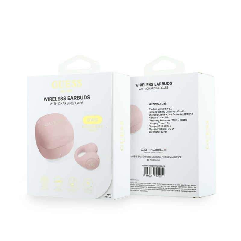 Guess Mini Classic Logo OWS Bezdrátová Sluchátka Pink