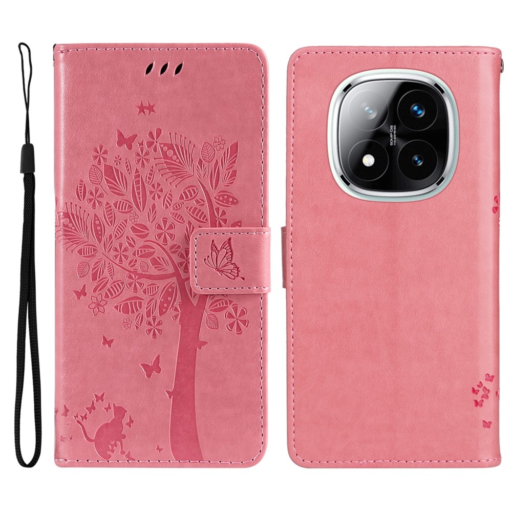 Trees knížkové pouzdro na Xiaomi Redmi Note 14 Pro 5G/Poco X7 5G/Note 14 Pro+ 5G - růžové