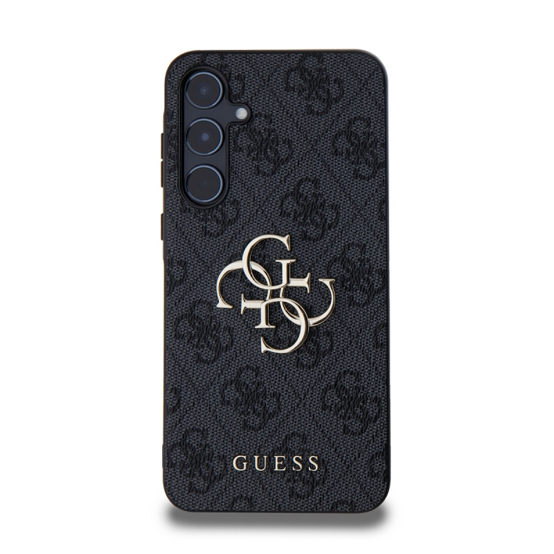 Guess PU 4G Metal Logo Zadní Kryt pro Samsung Galaxy A55 5G Grey
