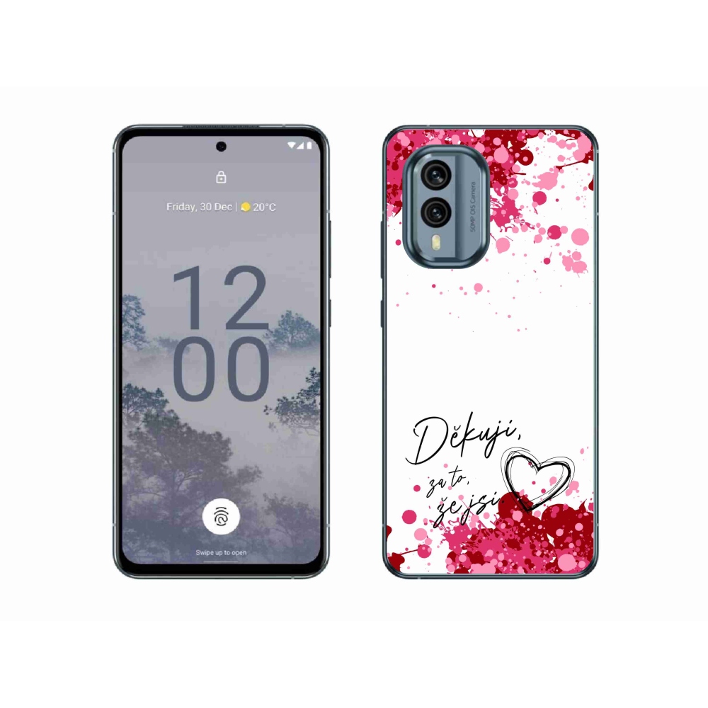 Gelový kryt mmCase na Nokia X30 5G - zamilovaný text 2 bílé pozadí