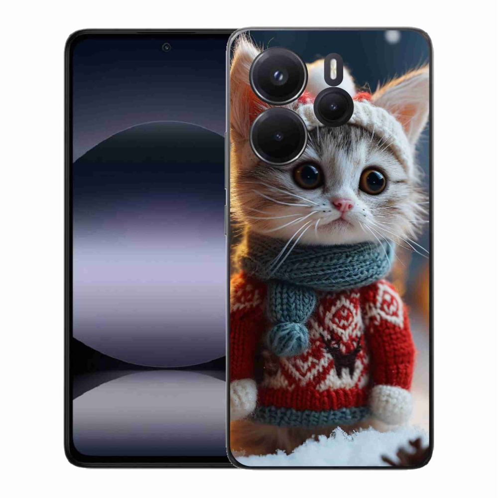 Gelový kryt mmCase na Xiaomi Redmi Note 14 - kotě ve svetru
