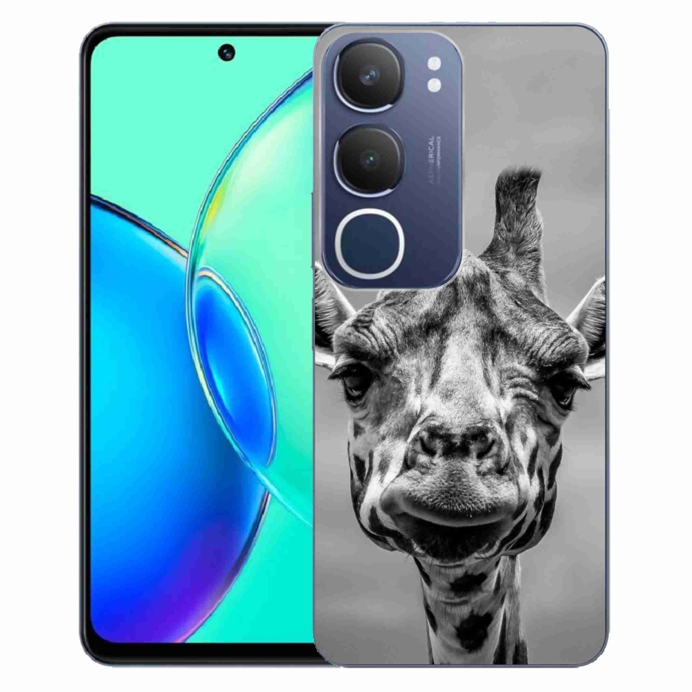 Gelový kryt mmCase na Vivo Y19s - černobílá žirafa