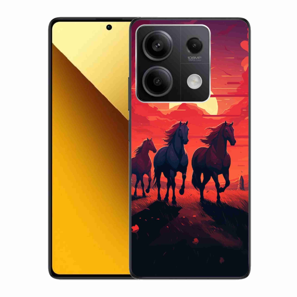 Gelový kryt mmCase na Xiaomi Redmi Note 13 5G - koně a západ slunce