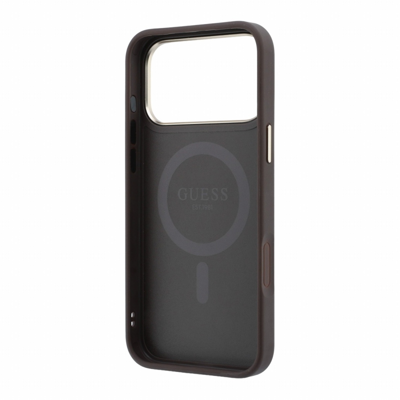 Guess PU 4G Ring Stand MagSafe Zadní Kryt pro iPhone 18 Pro Max Brown