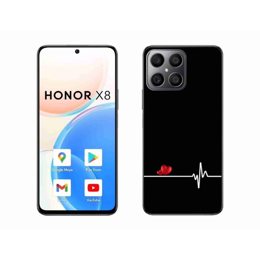 Gelový kryt mmCase na Honor X8 4G - srdce a tep černé pozadí