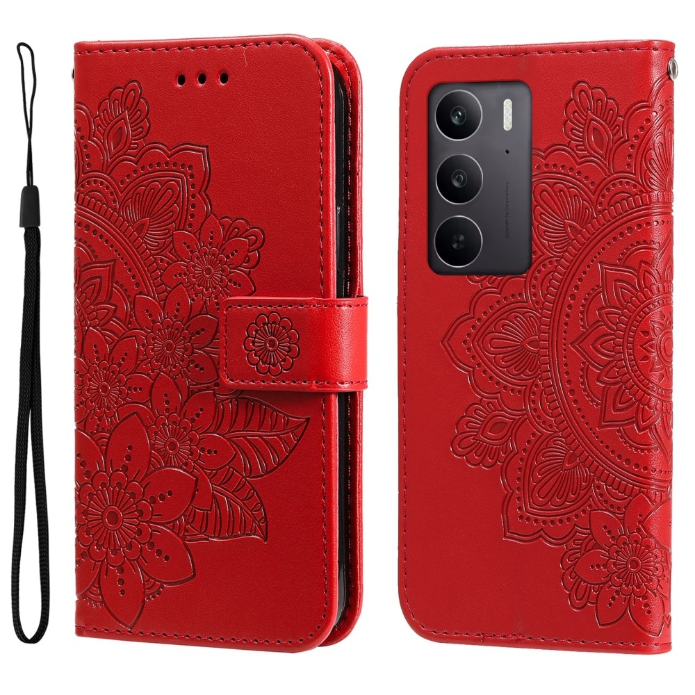 Mandala knížkové pouzdro na Realme C75 - červené
