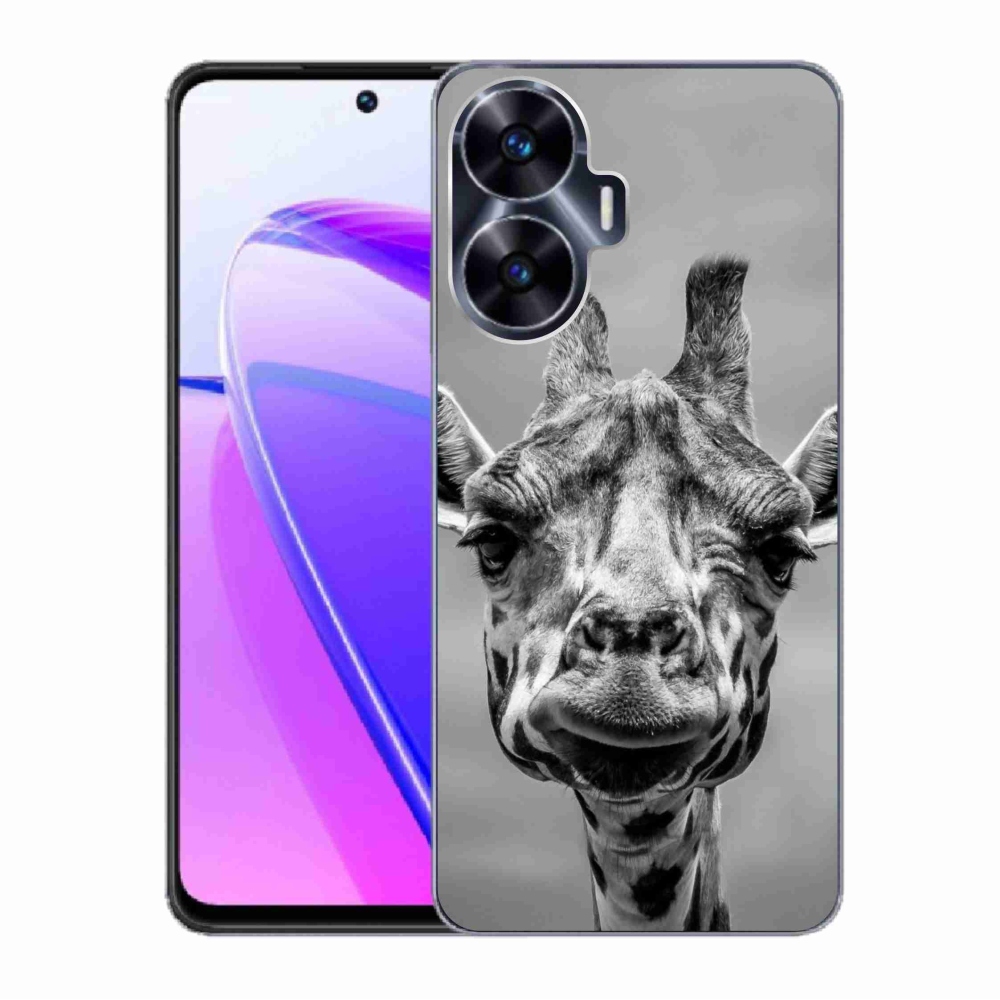 Gelový kryt mmCase na Realme C55 - černobílá žirafa