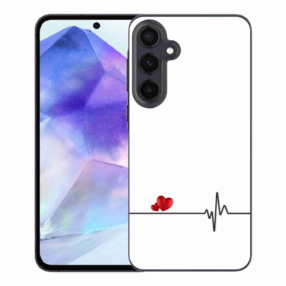 Gelový kryt mmCase na Samsung Galaxy A55 5G - srdce a tep bílé pozadí