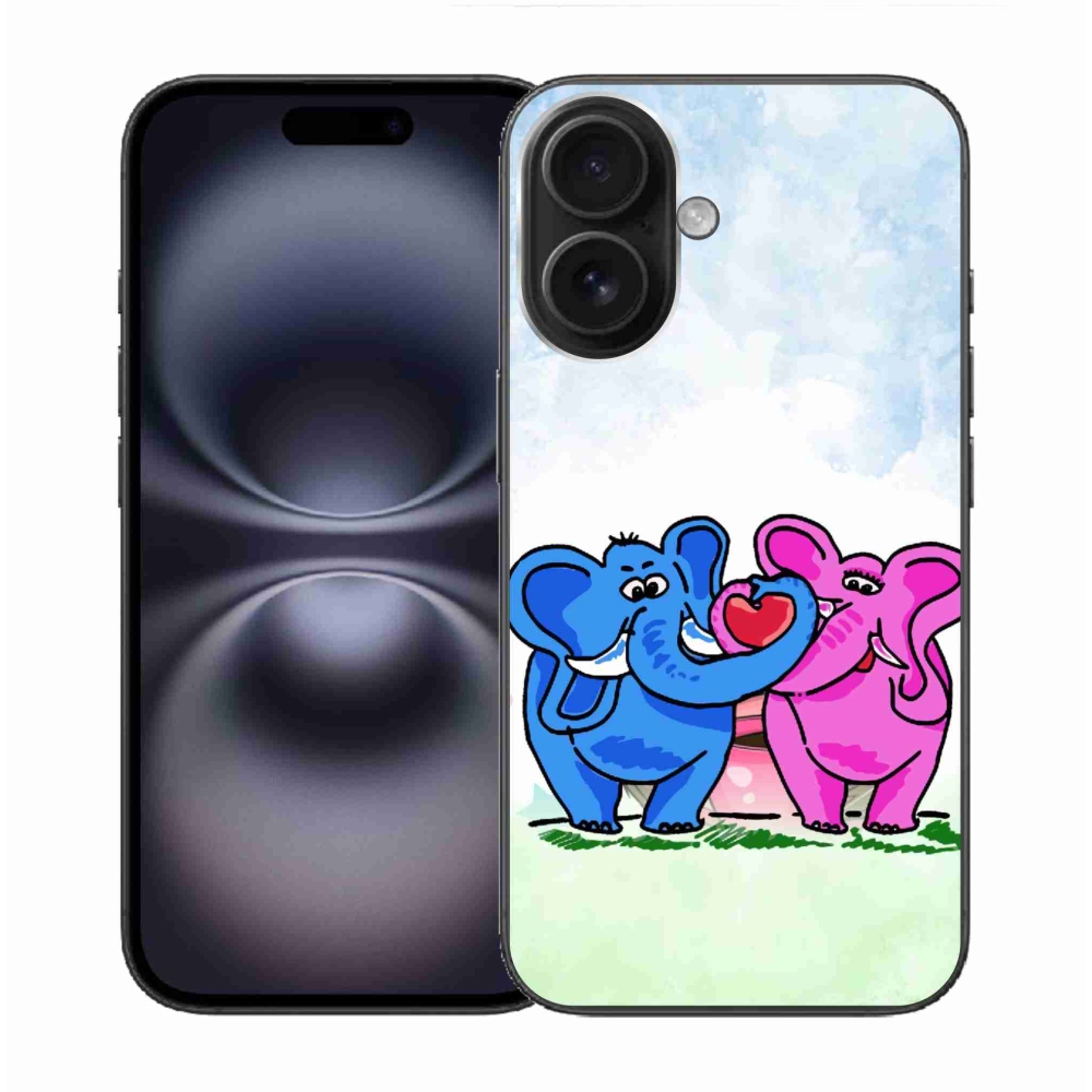 Gelový kryt mmCase na iPhone 16 - zamilovaní sloni