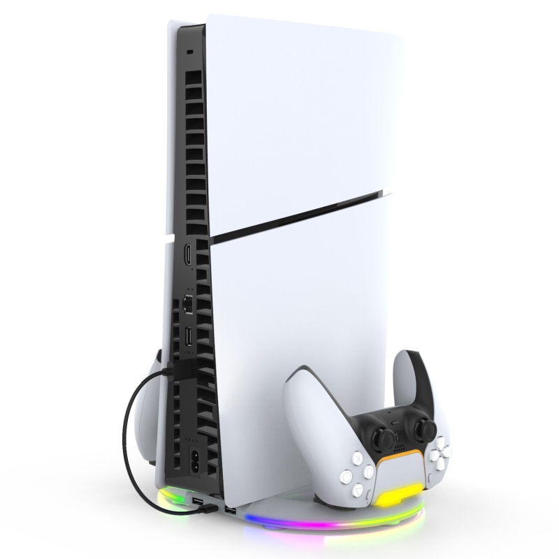 iPega P5S045 Vertikální Nabíjecí Stojan s RGB pro PS5/PS5 Slim White