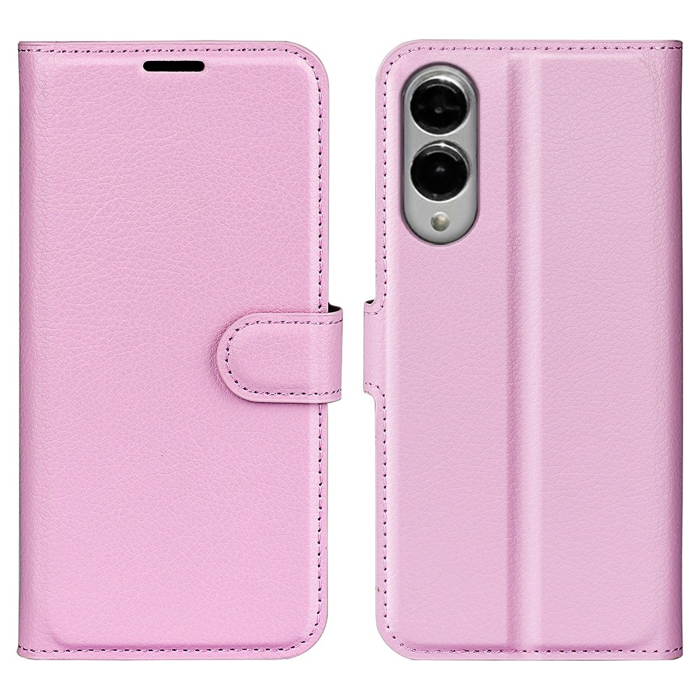 Litchi knížkové pouzdro na Samsung Galaxy S25 Edge - růžové