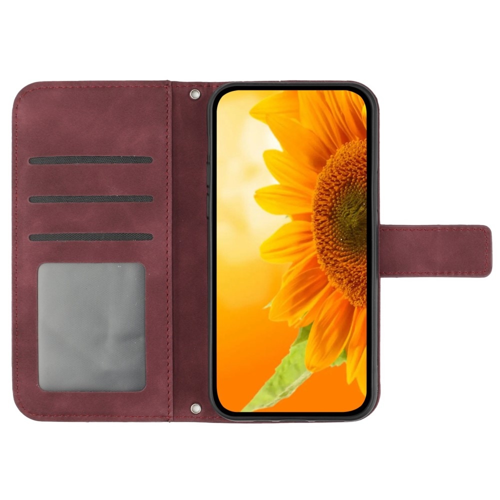 Sunflowers knížkové pouzdro na Xiaomi Redmi Note 14 Pro - vínové