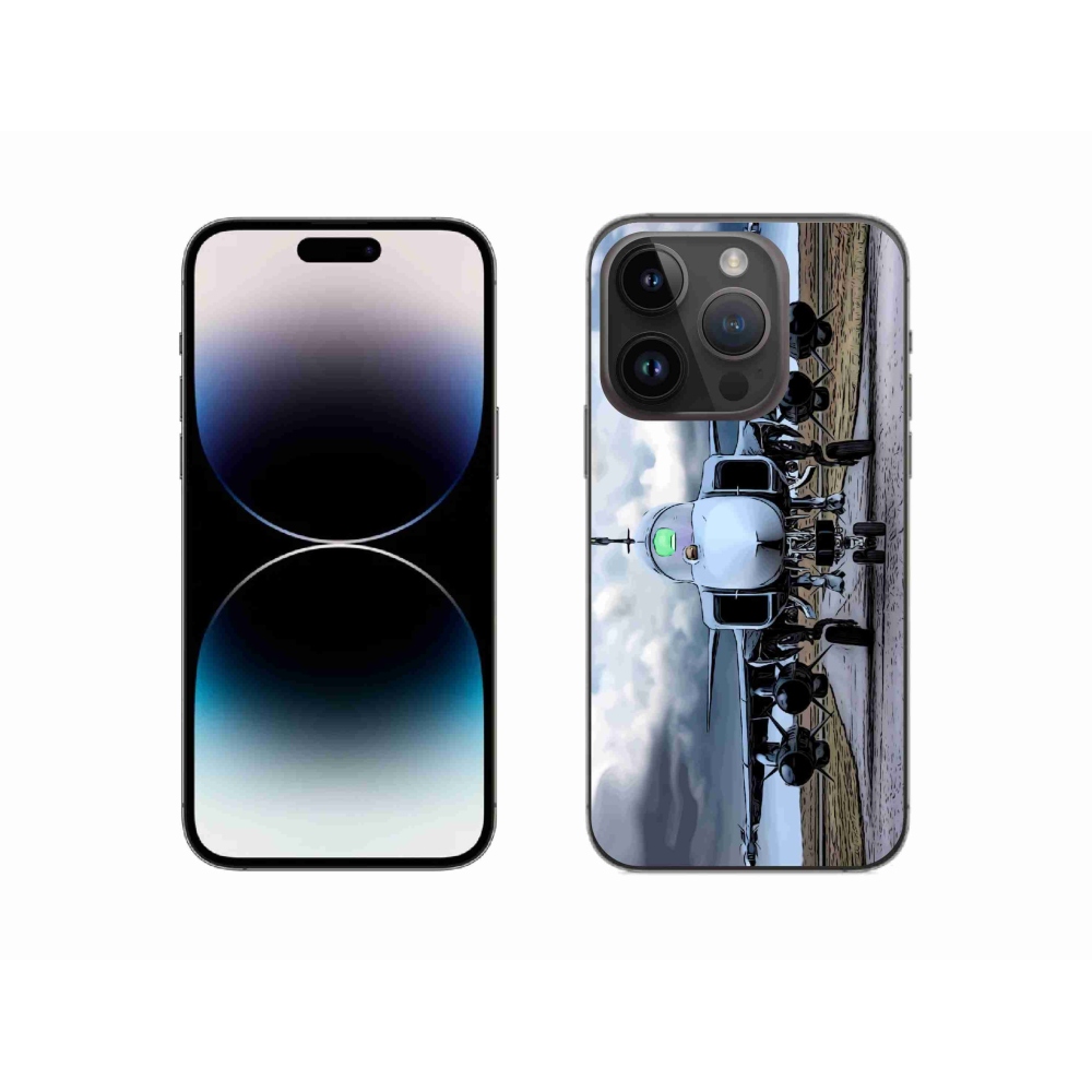 Gelový kryt mmCase na iPhone 14 Pro - vojenské letadlo