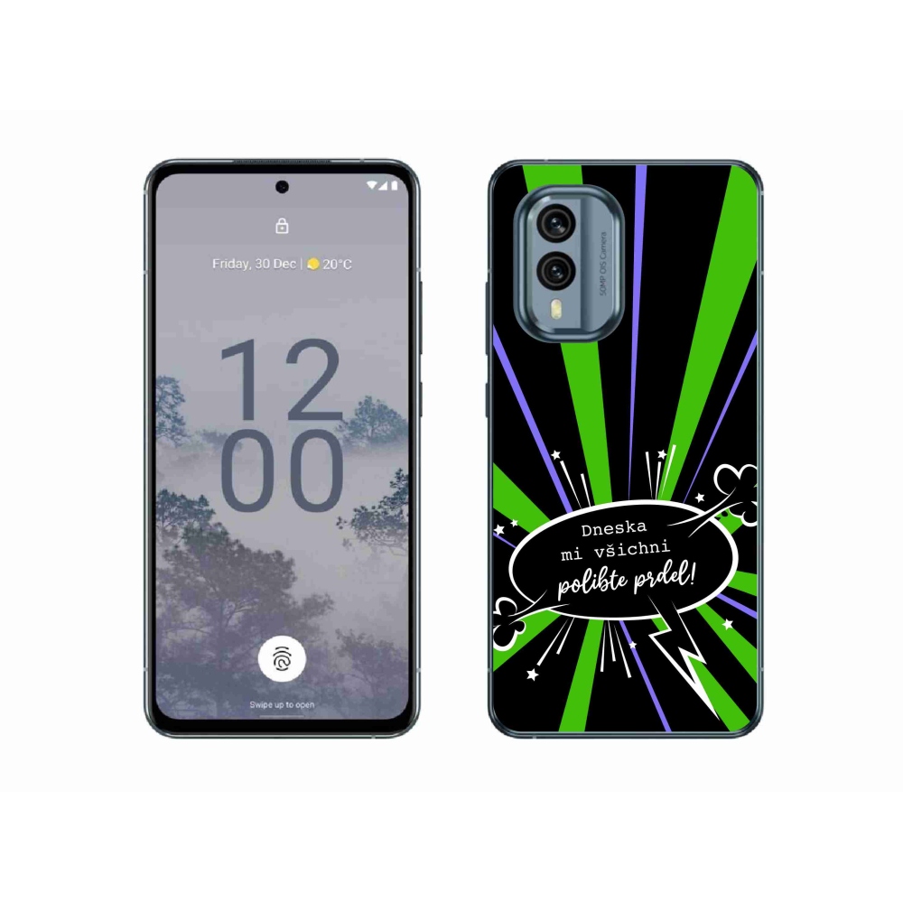 Gelový kryt mmCase na Nokia X30 5G - vtipný text 15 černé pozadí