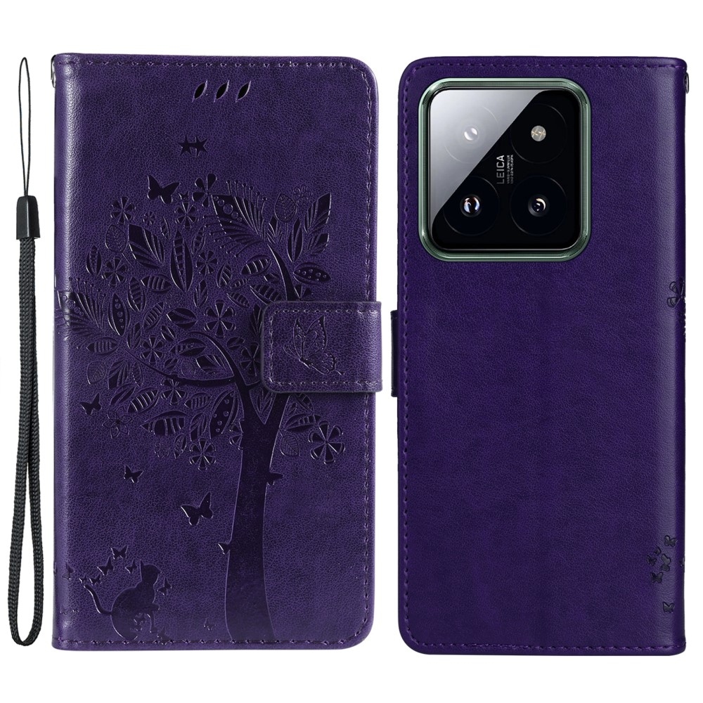 Trees knížkové pouzdro na Xiaomi 14 Pro - tmavěfialové