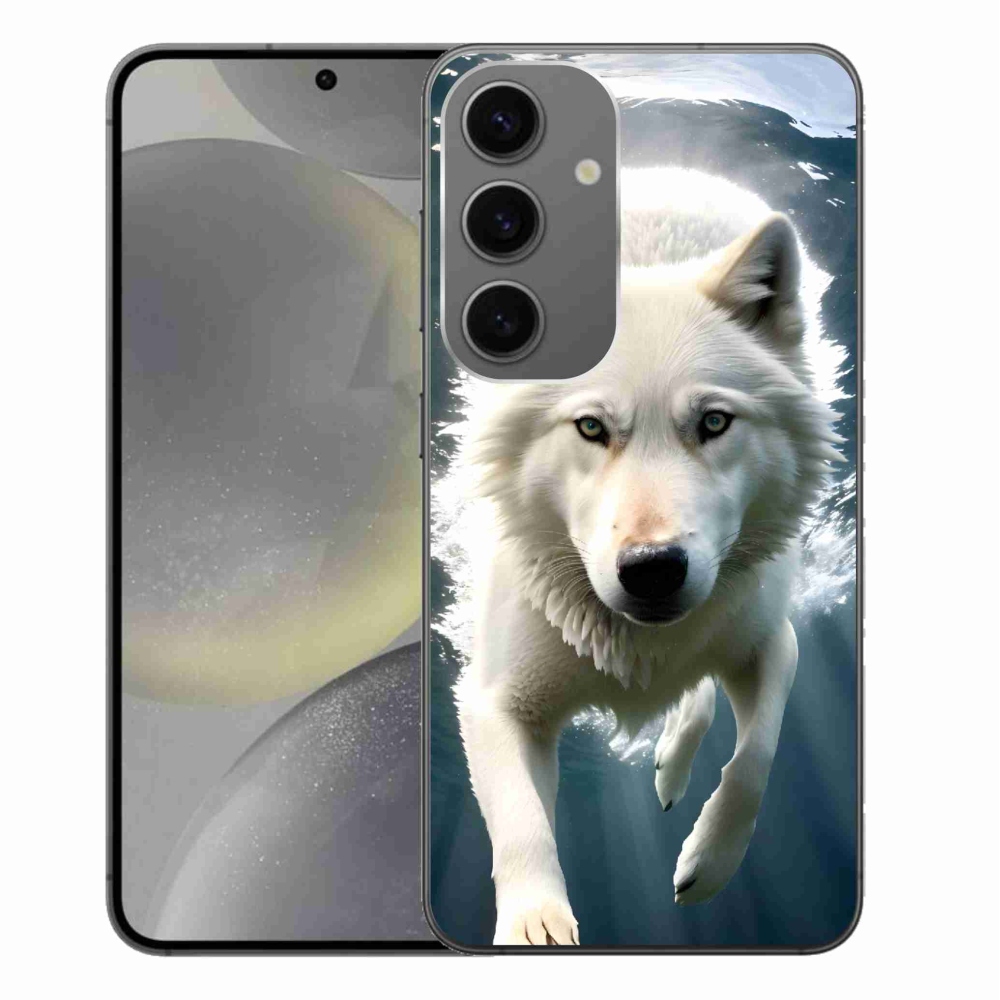 Gelový kryt mmCase na Samsung Galaxy S24+ - bílý vlk