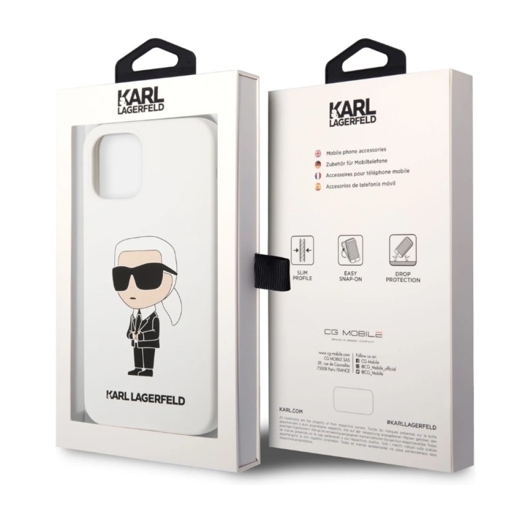 Karl Lagerfeld Liquid Silicone Ikonik NFT kryt iPhone 12/12 Pro bílý
