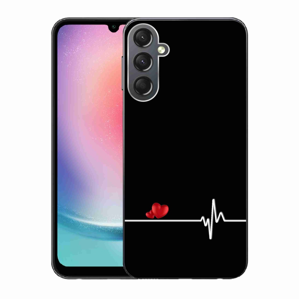 Gelový kryt mmCase na Samsung Galaxy A24 - srdce a tep černé pozadí