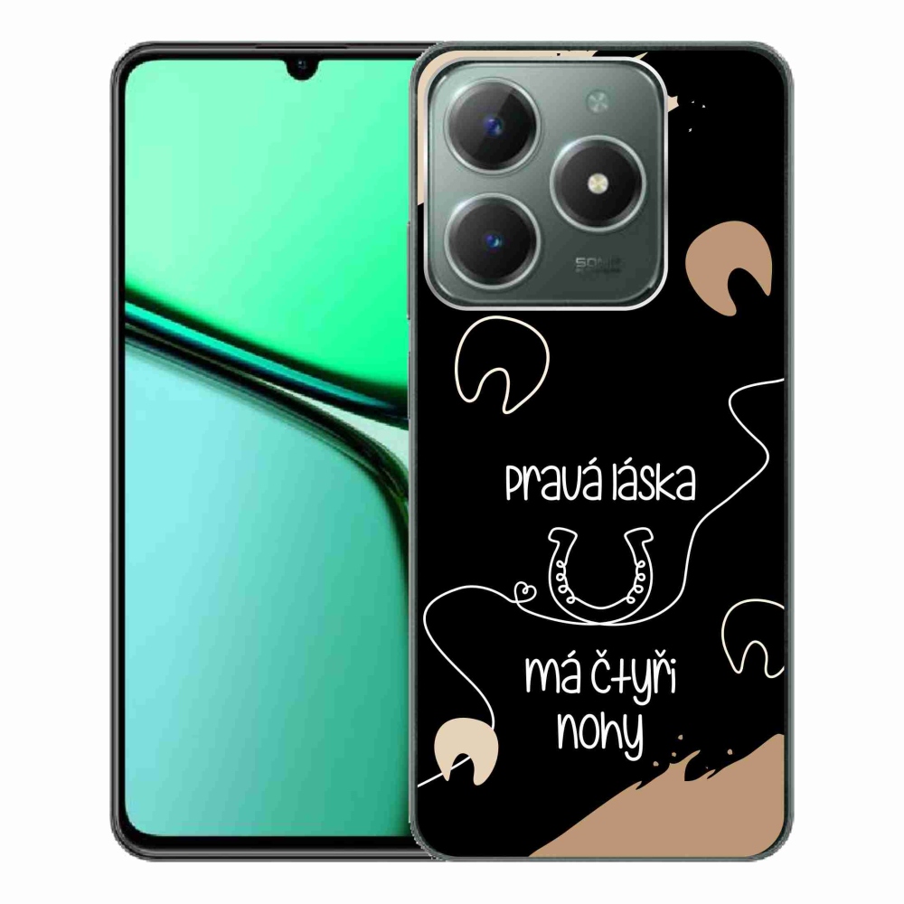 Gelový kryt mmCase na Realme C61 - koňský motiv černé pozadí