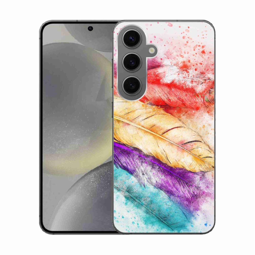 Gelový kryt mmCase na Samsung Galaxy S24 - barevné peří