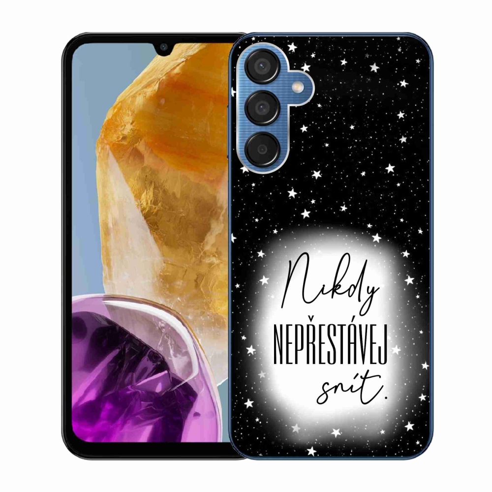 Gelový kryt mmCase na Samsung Galaxy M15 5G - citát 1 bíločerné pozadí