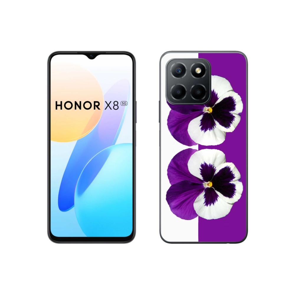 Gelový kryt mmCase na Honor X8 5G/70 Lite 5G - fialovobílý květ
