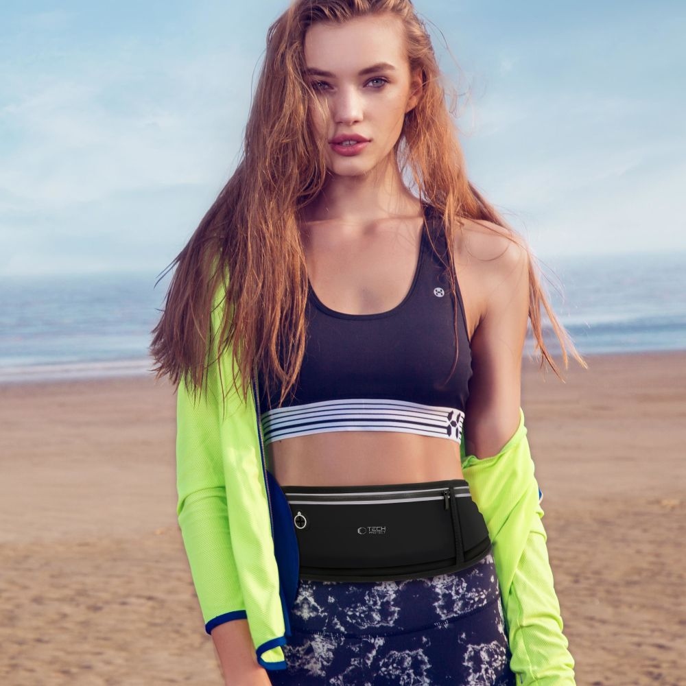 Tech-Protect M3 univerzální sportovní ledvinka s držákem na láhev - černá