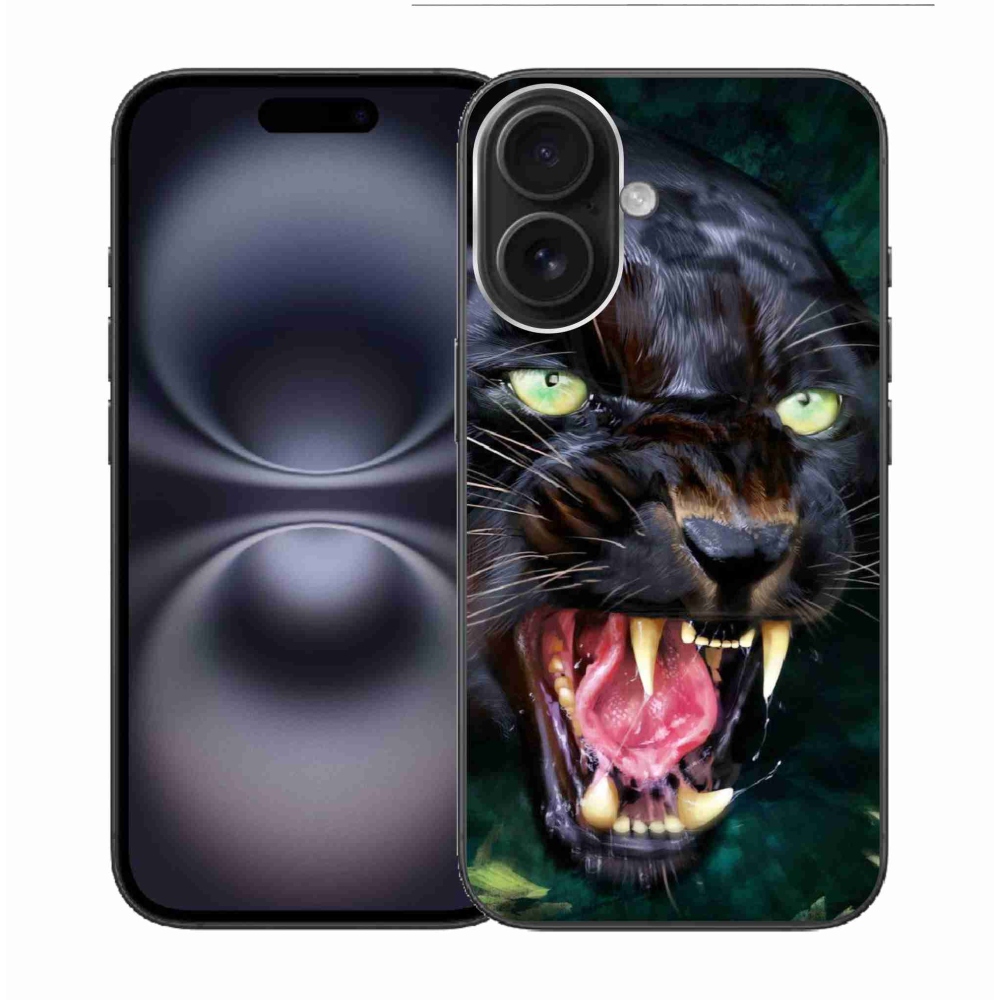 Gelový kryt mmCase na iPhone 16 - rozzuřený černý panter