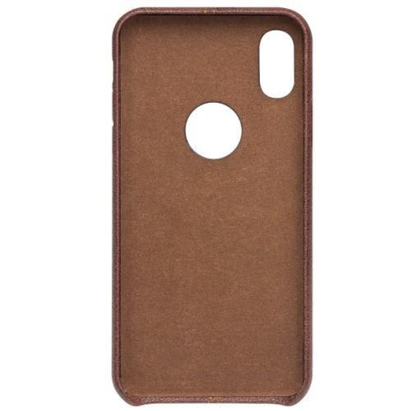 Qial plastový obal se zády z pravé kůže na iPhone X - hnědý