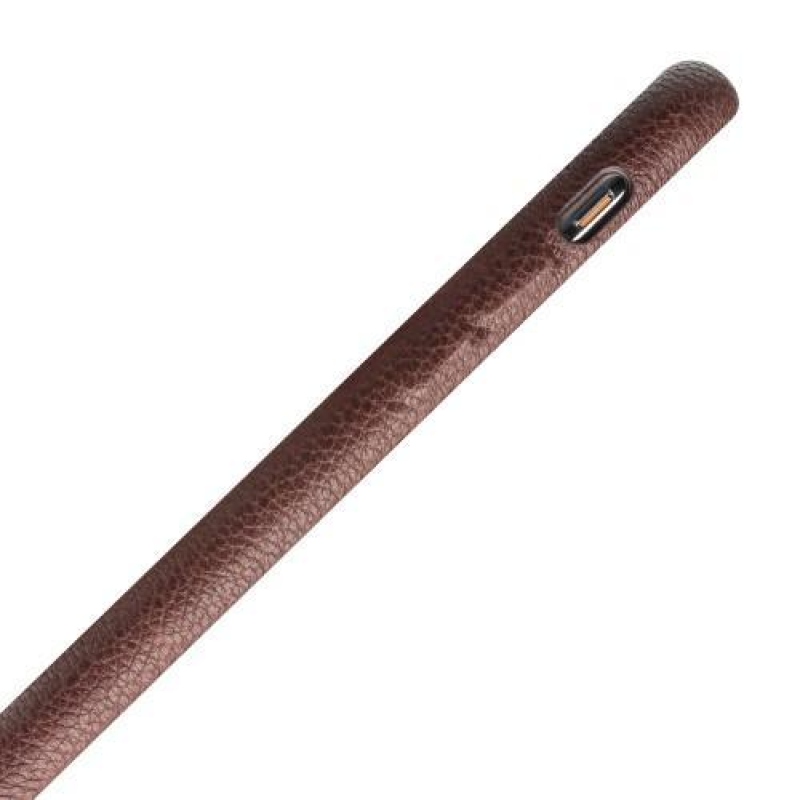 Qial plastový obal se zády z pravé kůže na iPhone X - hnědý