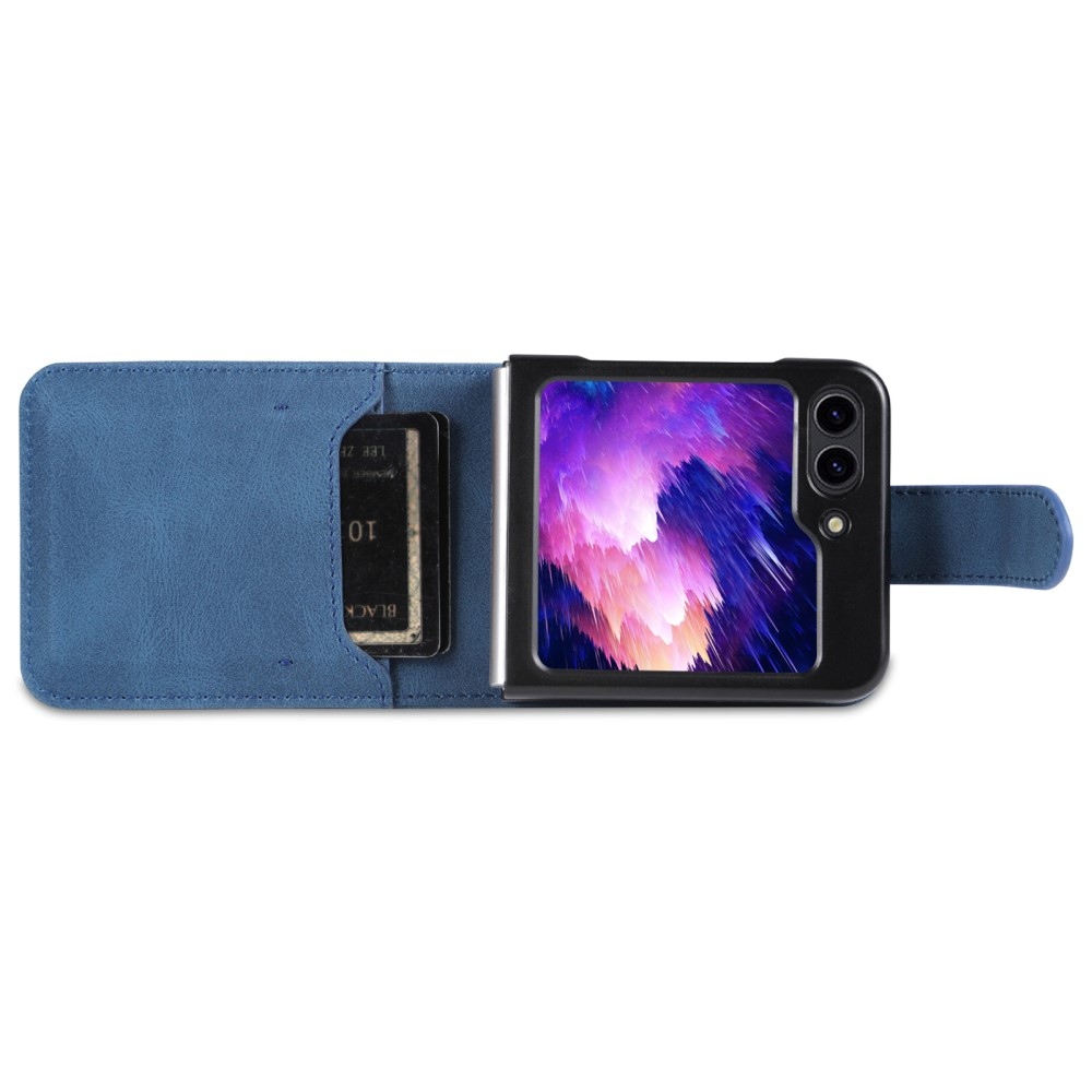 AZNS plastový kryt s PU kůží na Samsung Galaxy Z Flip5 5G - modrý