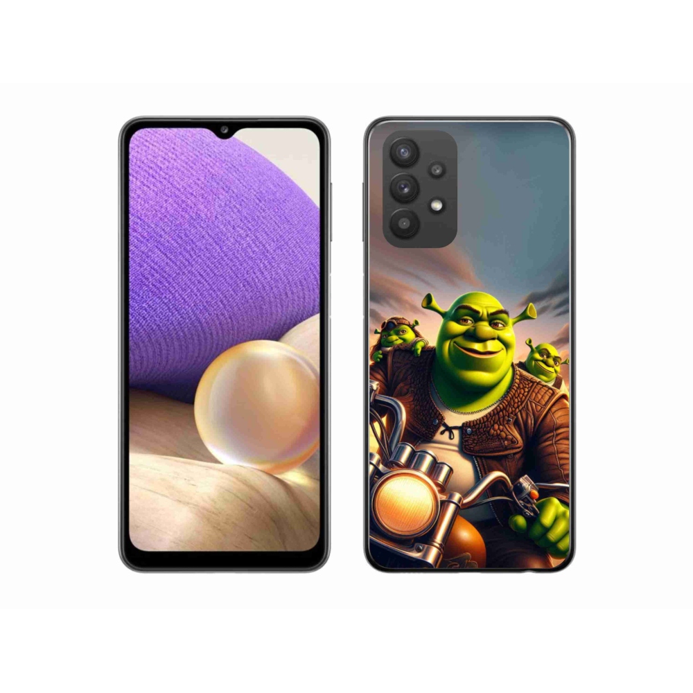 Gelový kryt mmCase na Samsung Galaxy A32 5G - shrek na motorce