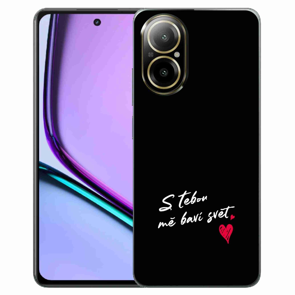 Gelový kryt mmCase na Realme C67 - zamilovaný text 1 černé pozadí
