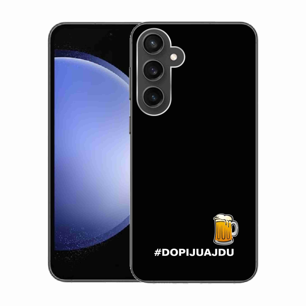 Gelový kryt mmCase na Samsung Galaxy S23 FE - pivní motiv 1 černé pozadí