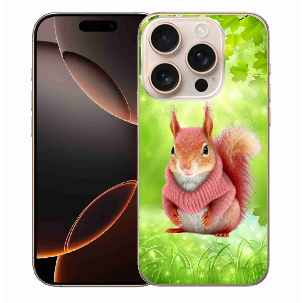 Gelový kryt mmCase na iPhone 16 Pro Max - veverka ve svetru