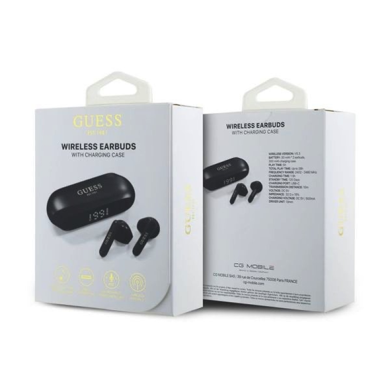 Guess Elongated Metallic ENC TWS Bezdrátová Sluchátka Black