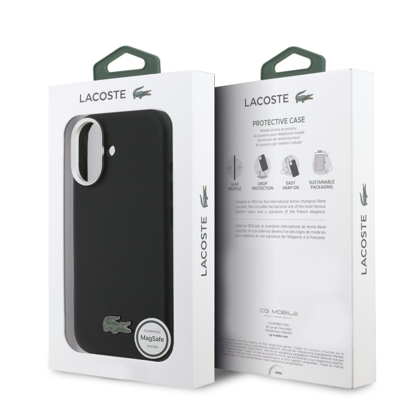 Lacoste Iconic Petit Pique Metal Logo MagSafe Zadní Kryt pro iPhone 17 Black