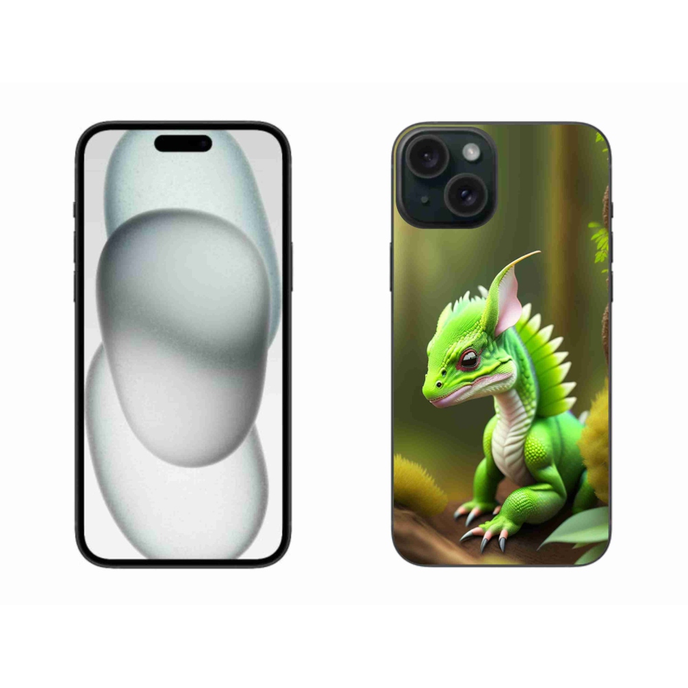 Gelový kryt mmCase na iPhone 15 Plus - zelený dráček
