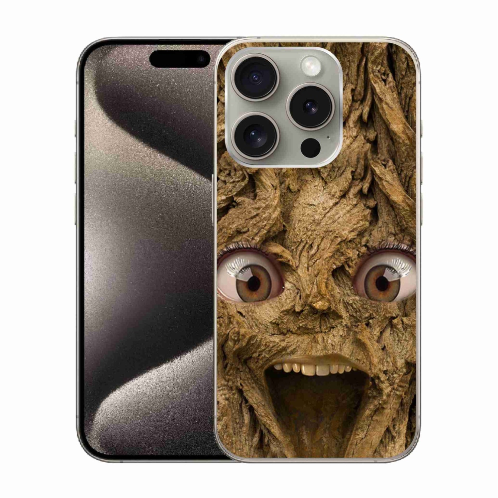Gelový kryt mmCase na iPhone 15 Pro - veselý strom s očima