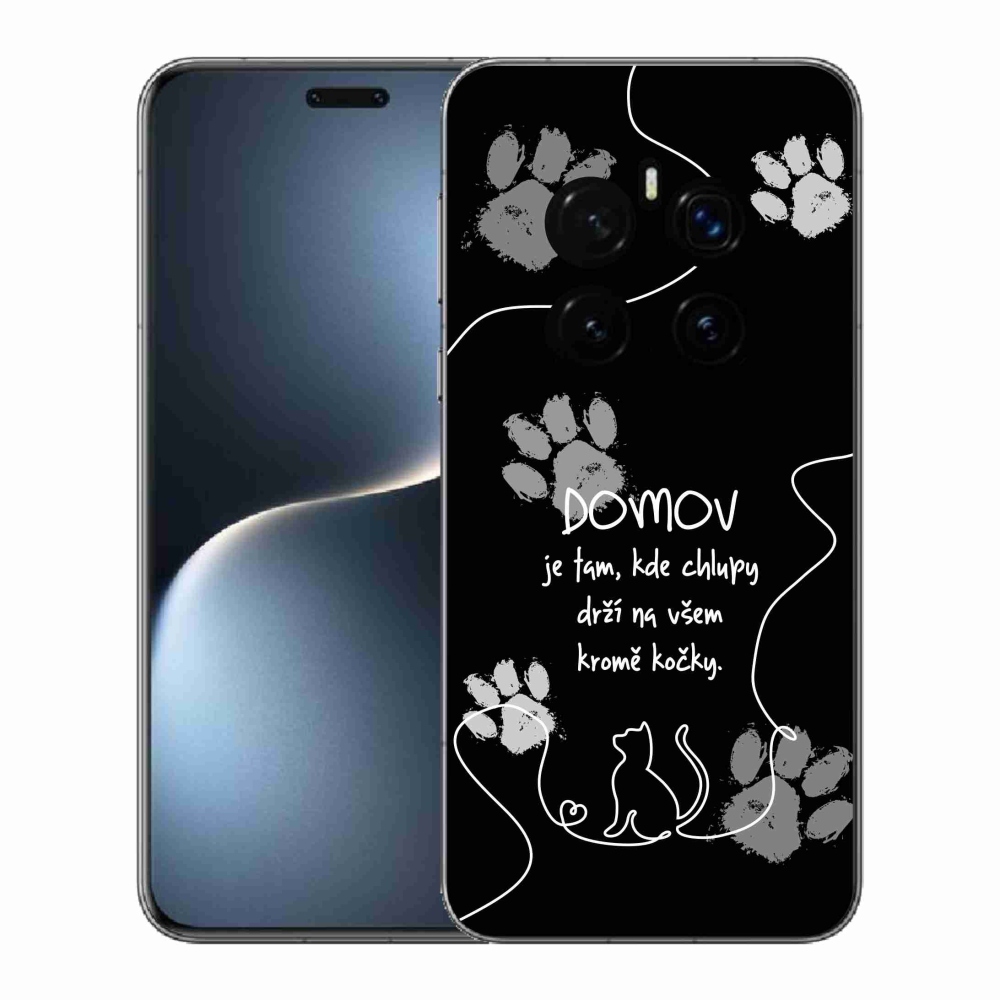 Gelový kryt mmCase na Honor Magic 7 Pro 5G - kočičí motiv černé pozadí