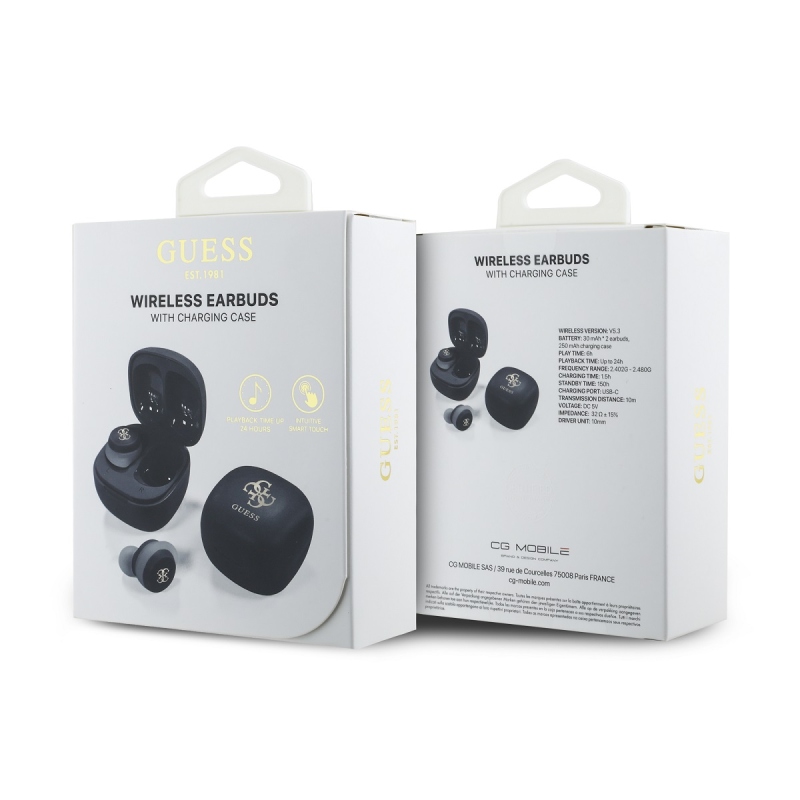 Guess 4G Logo Mini TWS Bezdrátová Sluchátka Black