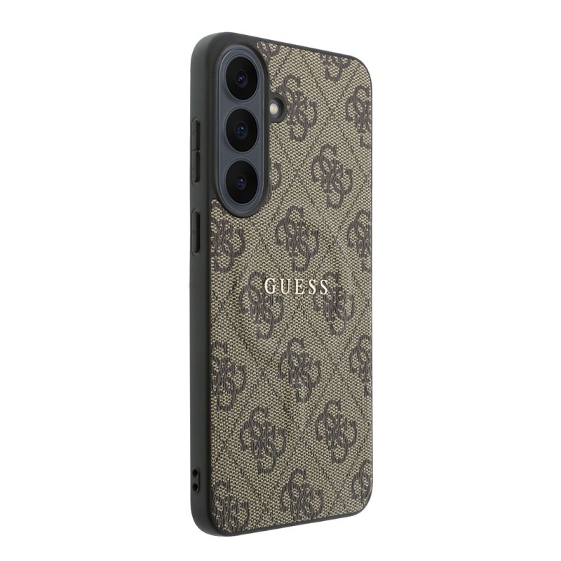 Guess PU Leather 4G Gold Frame Magnetic Zadní Kryt pro Samsung Galaxy S26 FE Brown